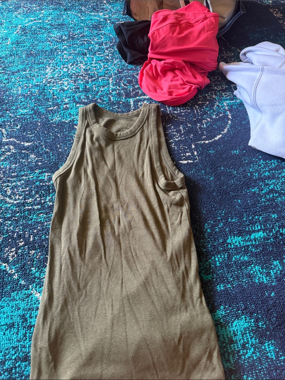 a new day Olive Green Ribbed Tank Top